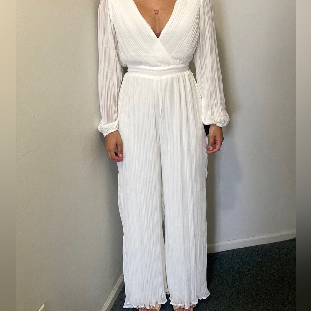 White Long Sleeve Jumpsuit